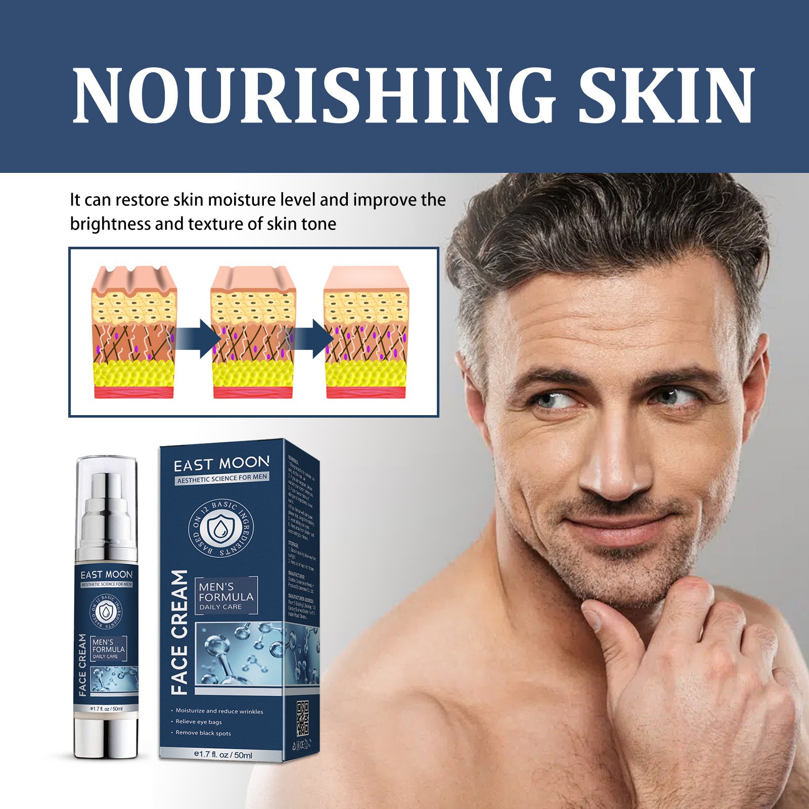 Men's Wrinkle Anti Aging Face Eye Cream Private Label Pure for Men Day Adults Male Nature 50g
