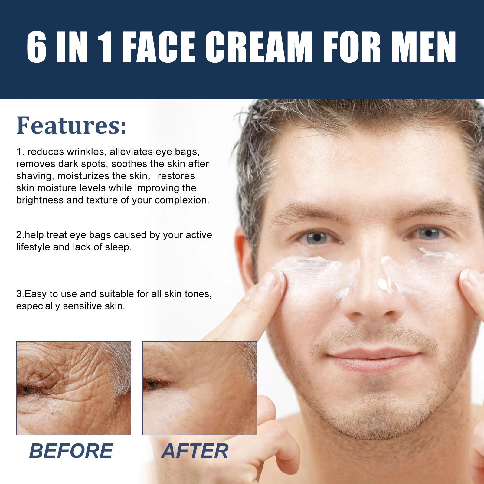 Men's Wrinkle Anti Aging Face Eye Cream Private Label Pure for Men Day Adults Male Nature 50g