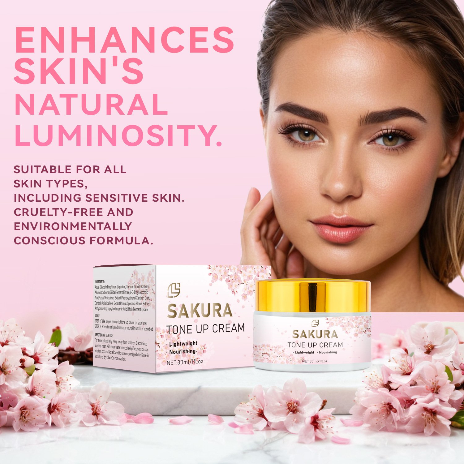 High quality cheap wholesale Sakura Brightening Cream 30ml Gentle Moisturizing sakura tone up face cream