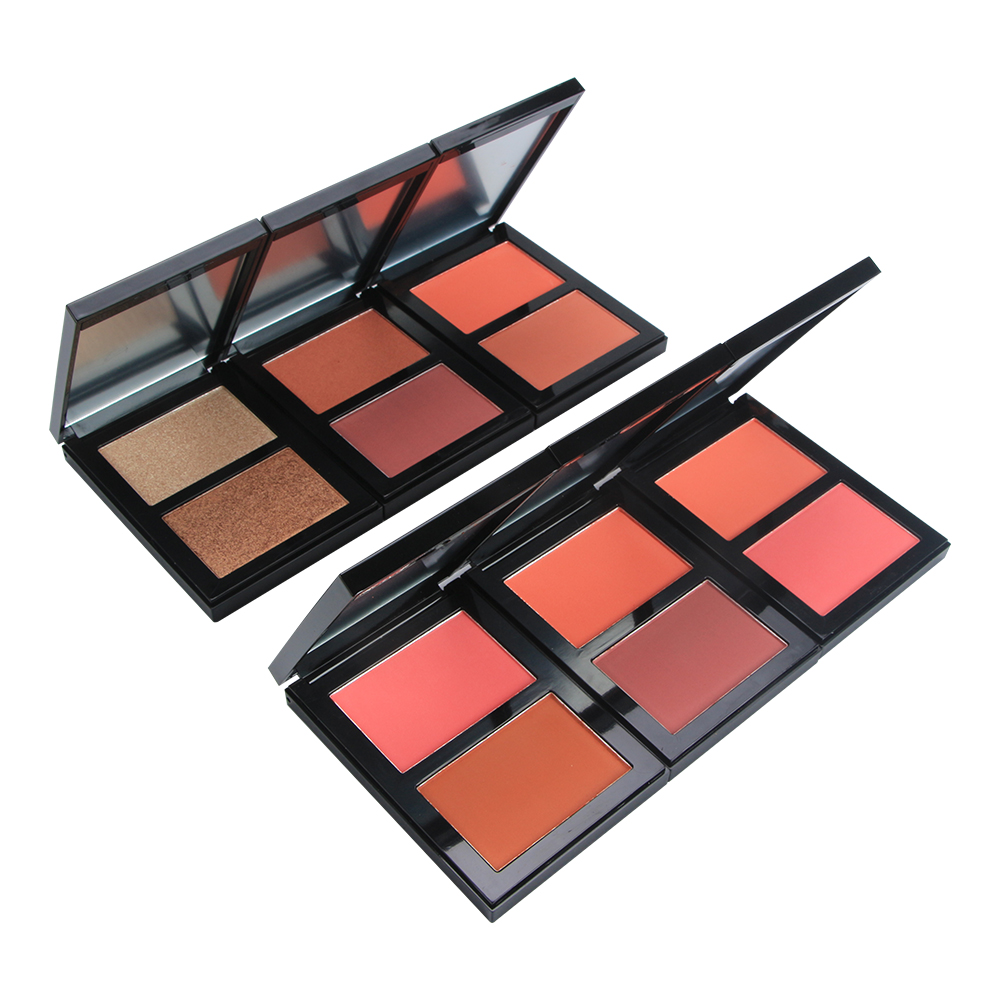 High Pigment 6 Colors Pink Round Cosmetic Private Label Contour Brown Blush Palette Fine Powder