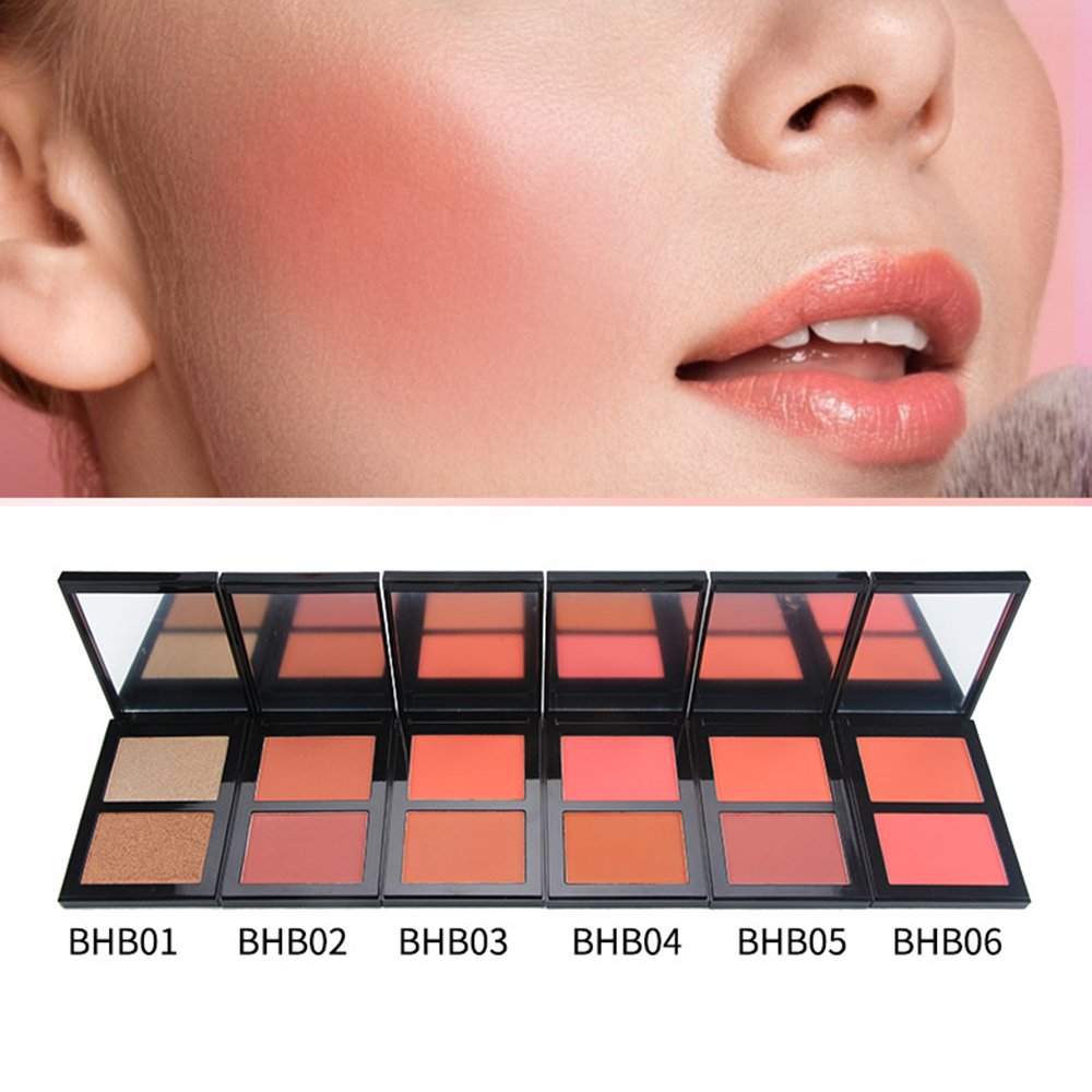 High Pigment 6 Colors Pink Round Cosmetic Private Label Contour Brown Blush Palette Fine Powder