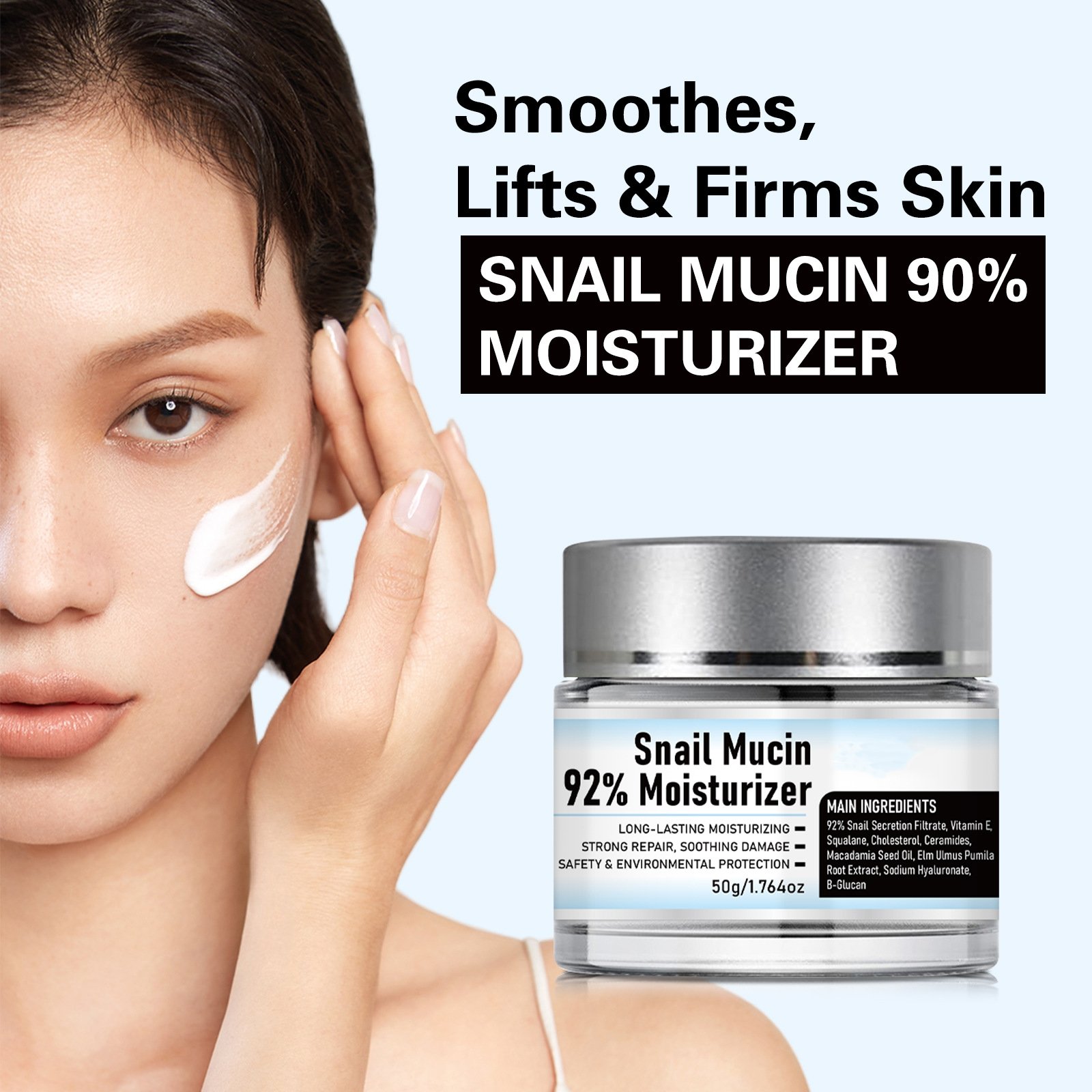 hot sale snail mucin hydrating smoothing face cream 50g firming moisturizing repair skin barrier nourishing whitening