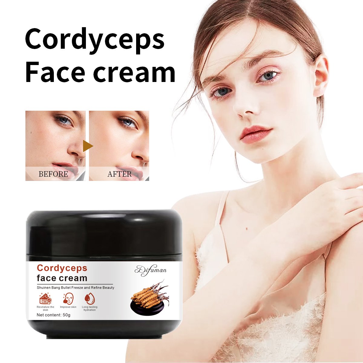 Wholesale Organic Cordyceps Lightening Moisturizer Fresh Soothing Face Cream for Women Not Greasy Skin Care Repair Cream