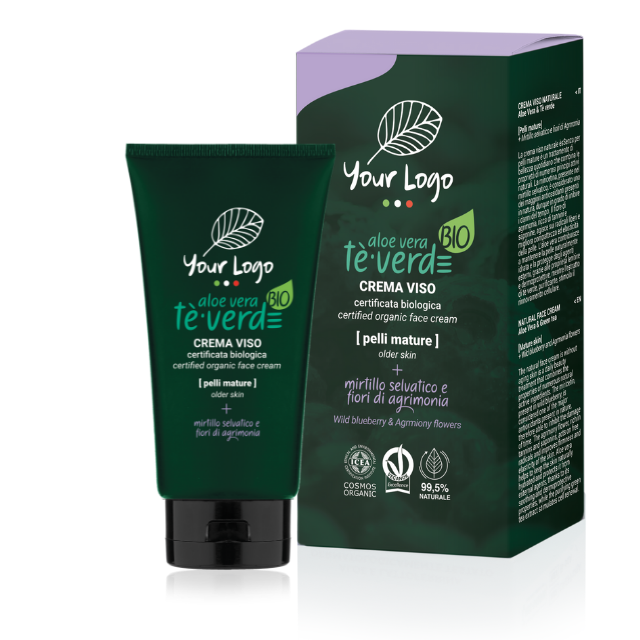 Made in Italy Private Label Organic 50ml Aloe Vera Blueberry Anti Aging Face Cream for Mature Skin