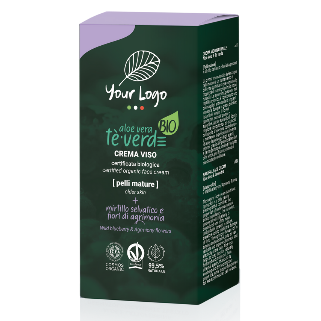 Made in Italy Private Label Organic 50ml Aloe Vera Blueberry Anti Aging Face Cream for Mature Skin