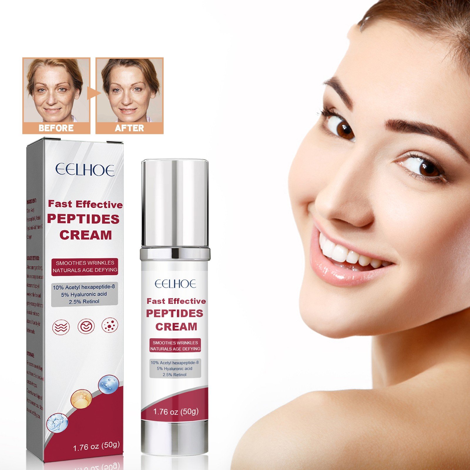 Eelhoe Vibrant Glamour Organic Retinol Cream Anti Aging Remove Wrinkles For Skin Whitening Face Cream
