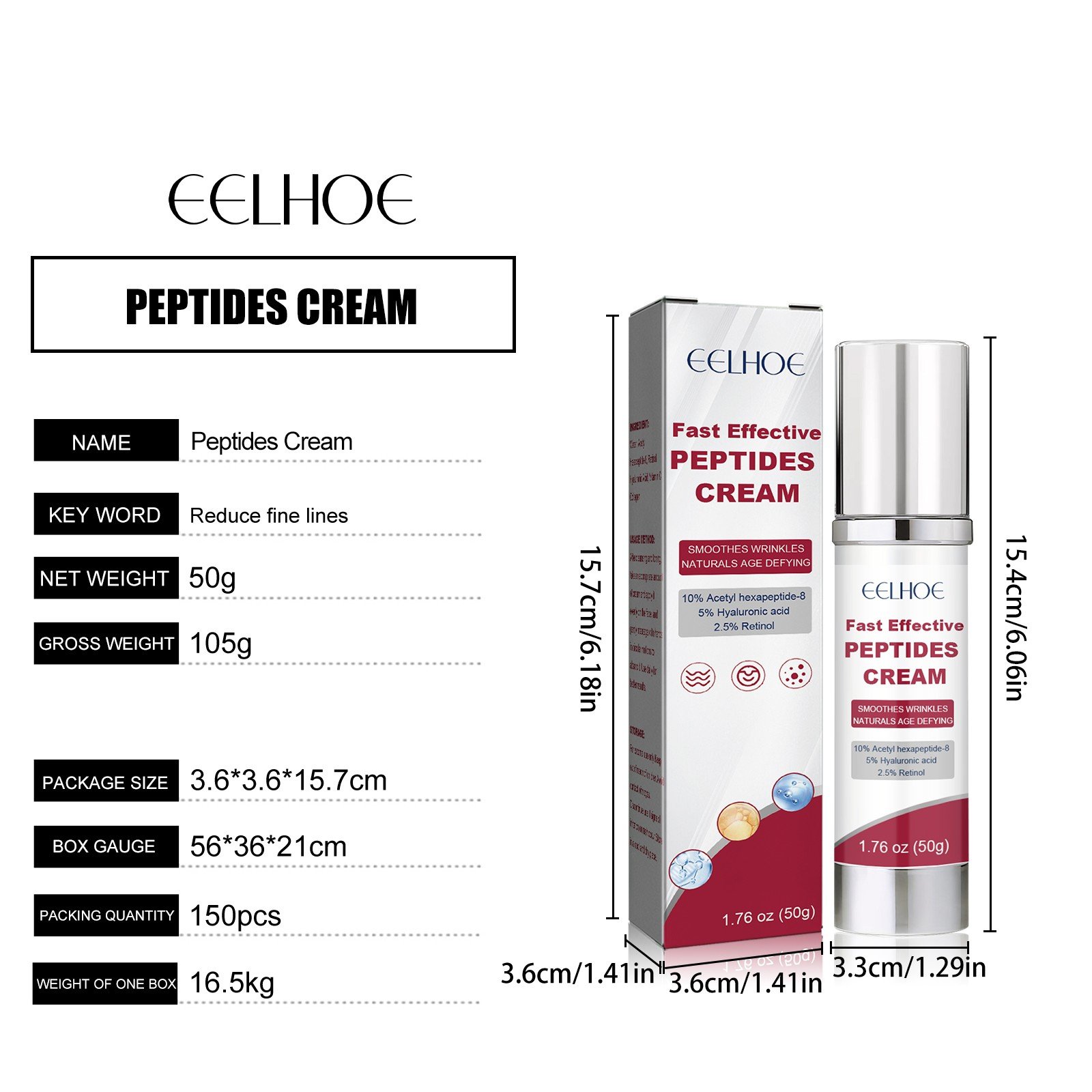 Eelhoe Vibrant Glamour Organic Retinol Cream Anti Aging Remove Wrinkles For Skin Whitening Face Cream