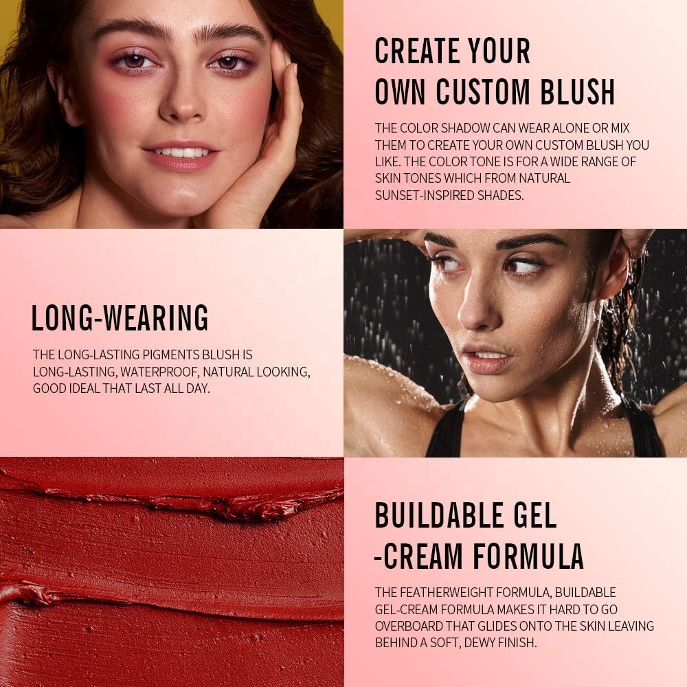 Custom Organic Natural Cheek Tint Private Label Blush & Contour Vegan Cruelty Free Oem Face Make Up High Pigment Cream Contour