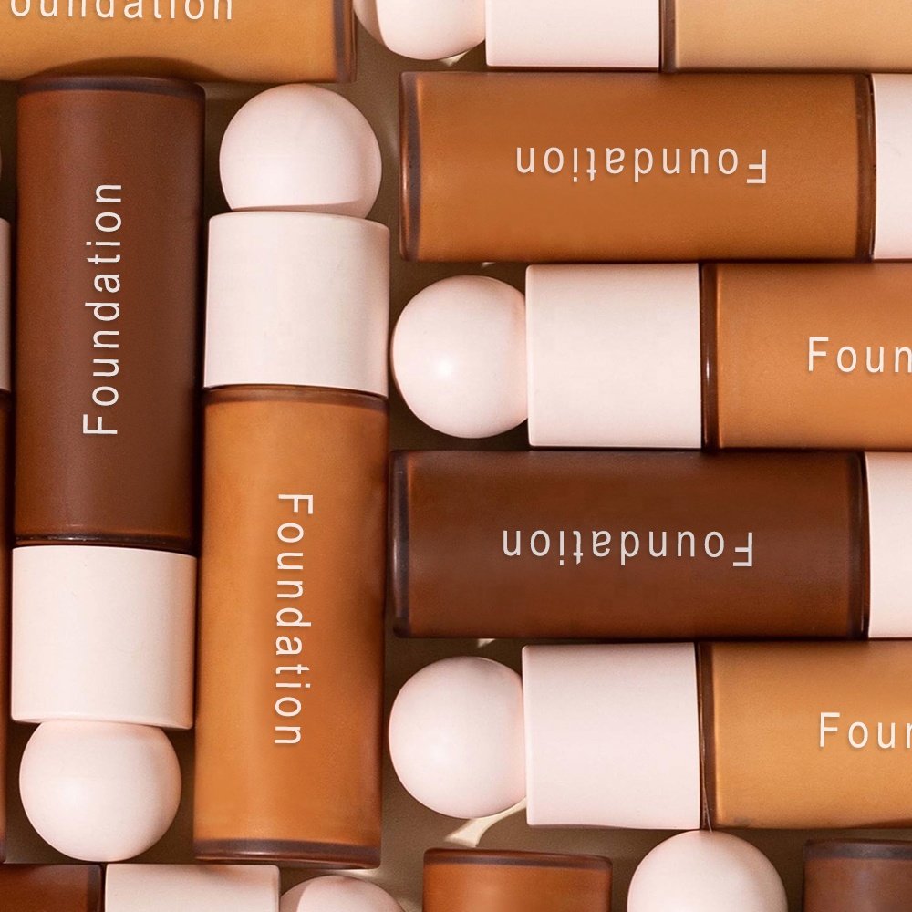 24 Hour Water Proof High Quality 2023 Foundation Liquid Glass Bottle Wholesale Custom Logo Face Full Cover Makeup Foundation
