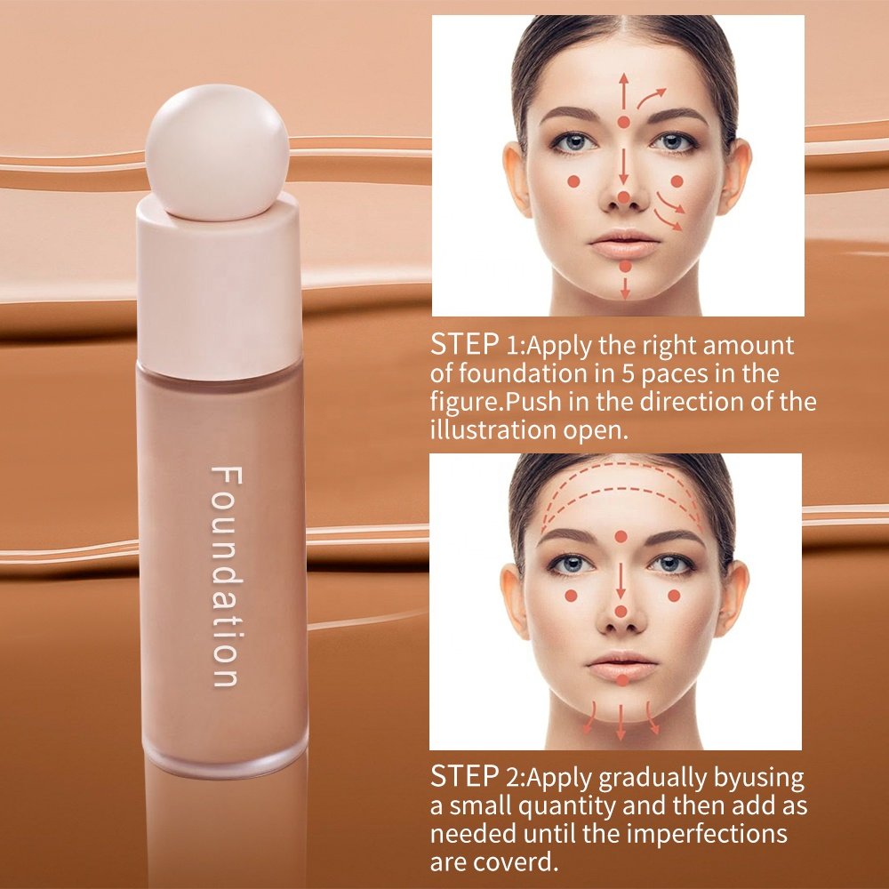 24 Hour Water Proof High Quality 2023 Foundation Liquid Glass Bottle Wholesale Custom Logo Face Full Cover Makeup Foundation