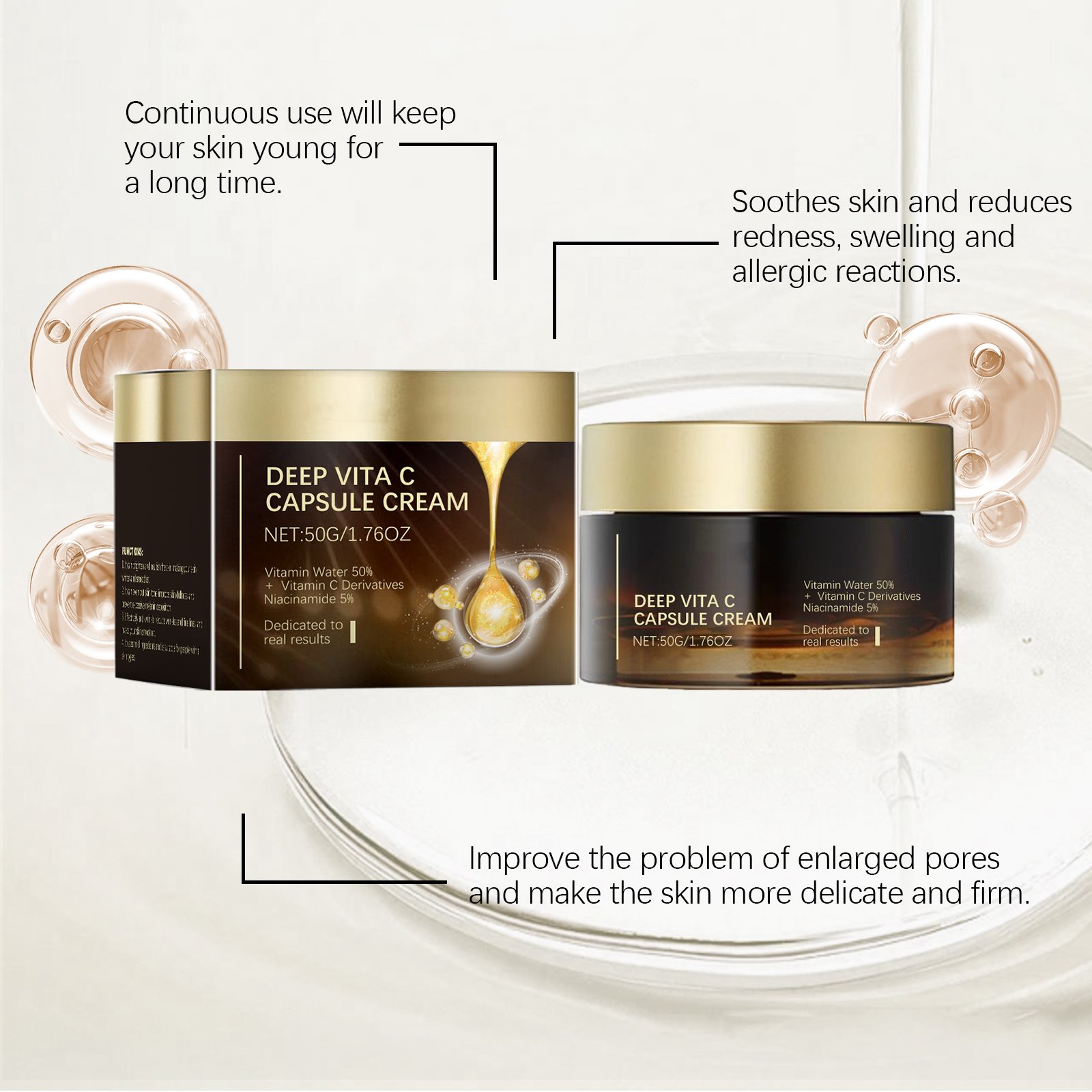 Private Label Capsule Cream Wholesale Lady Face Cream With Capsules Moisturizing Nicotinamide Deep Vita C Capsule Cream
