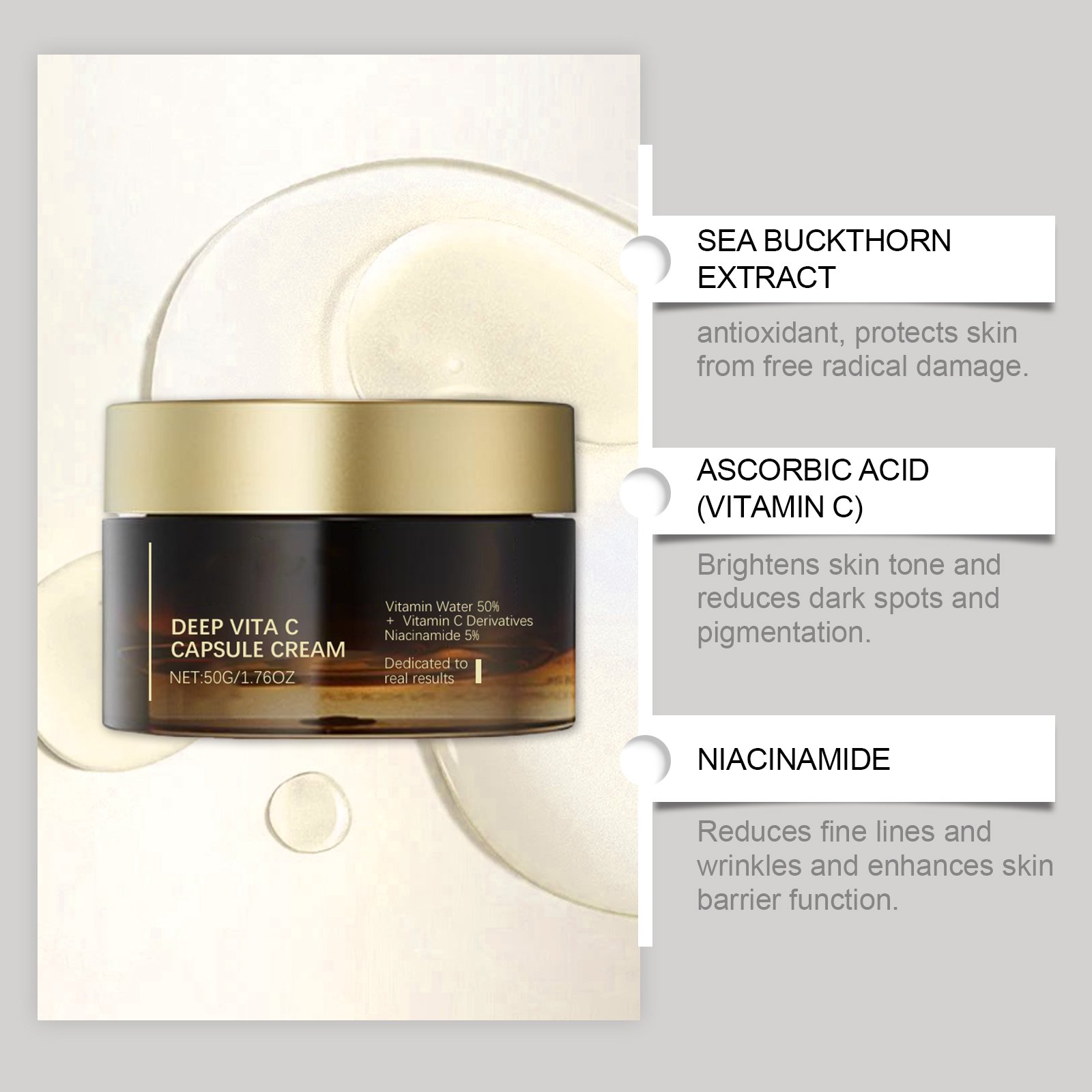 Private Label Capsule Cream Wholesale Lady Face Cream With Capsules Moisturizing Nicotinamide Deep Vita C Capsule Cream