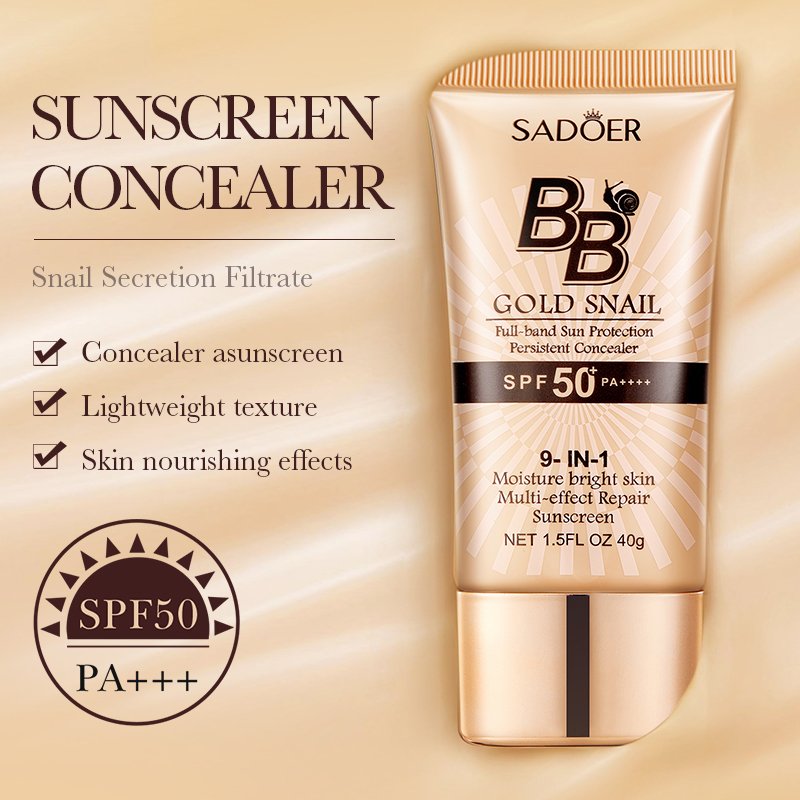 Golden Snail BB Cream Long Lasting Moisturizing Waterproof Sunscreen Sun Lotion Concealer Whitening Makeup Base Sunscreen Cream