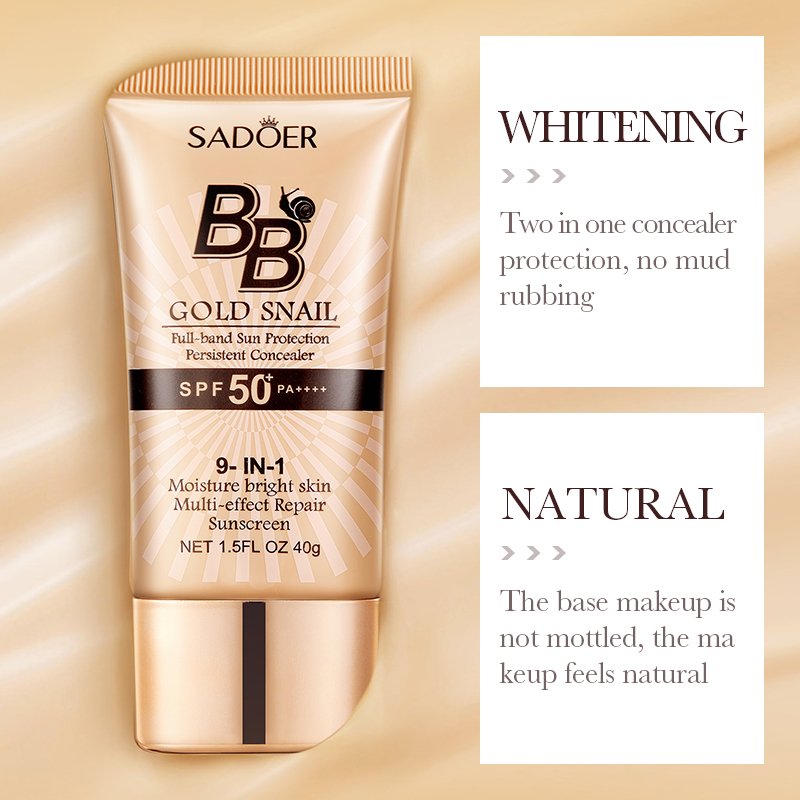Golden Snail BB Cream Long Lasting Moisturizing Waterproof Sunscreen Sun Lotion Concealer Whitening Makeup Base Sunscreen Cream