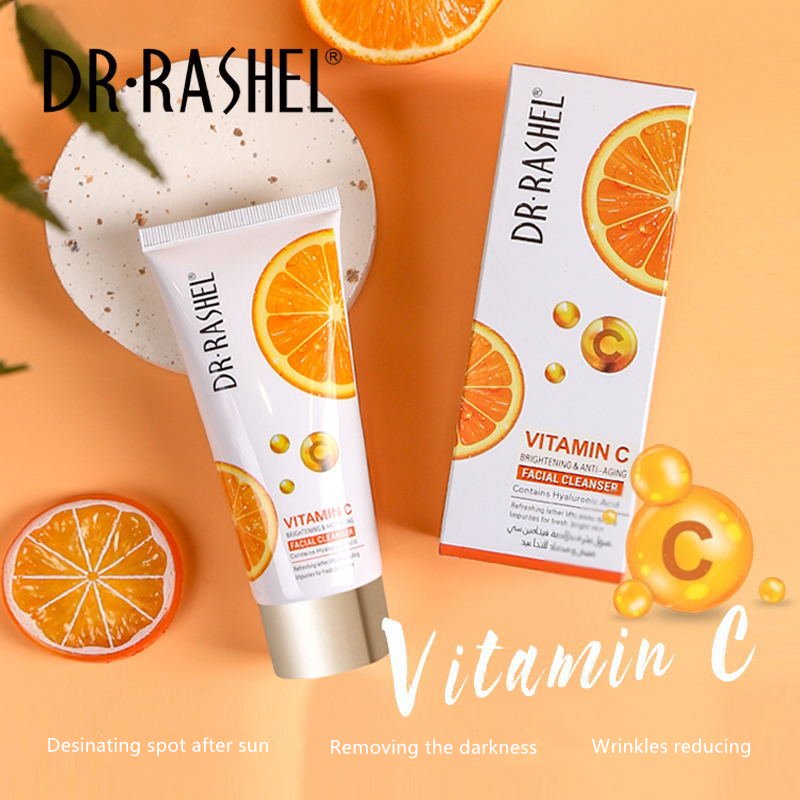 DR RASHEL anti aging brightening skin products vitamin c face serum cream toner cleansing milk cleanser 5 piece skin care set