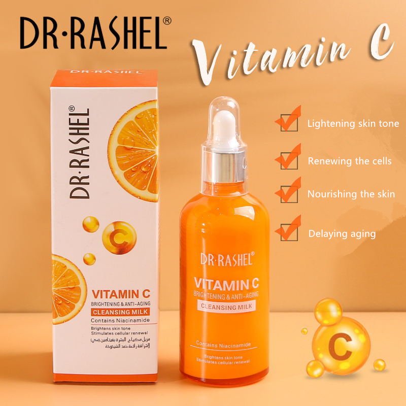 DR RASHEL anti aging brightening skin products vitamin c face serum cream toner cleansing milk cleanser 5 piece skin care set