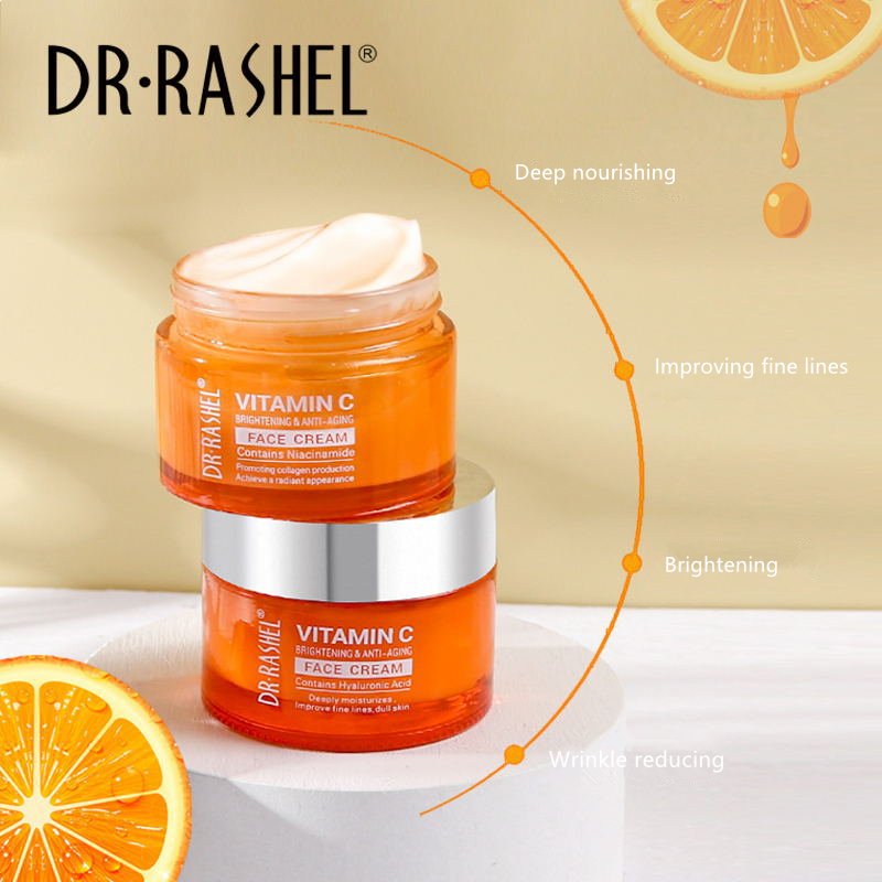 DR RASHEL anti aging brightening skin products vitamin c face serum cream toner cleansing milk cleanser 5 piece skin care set