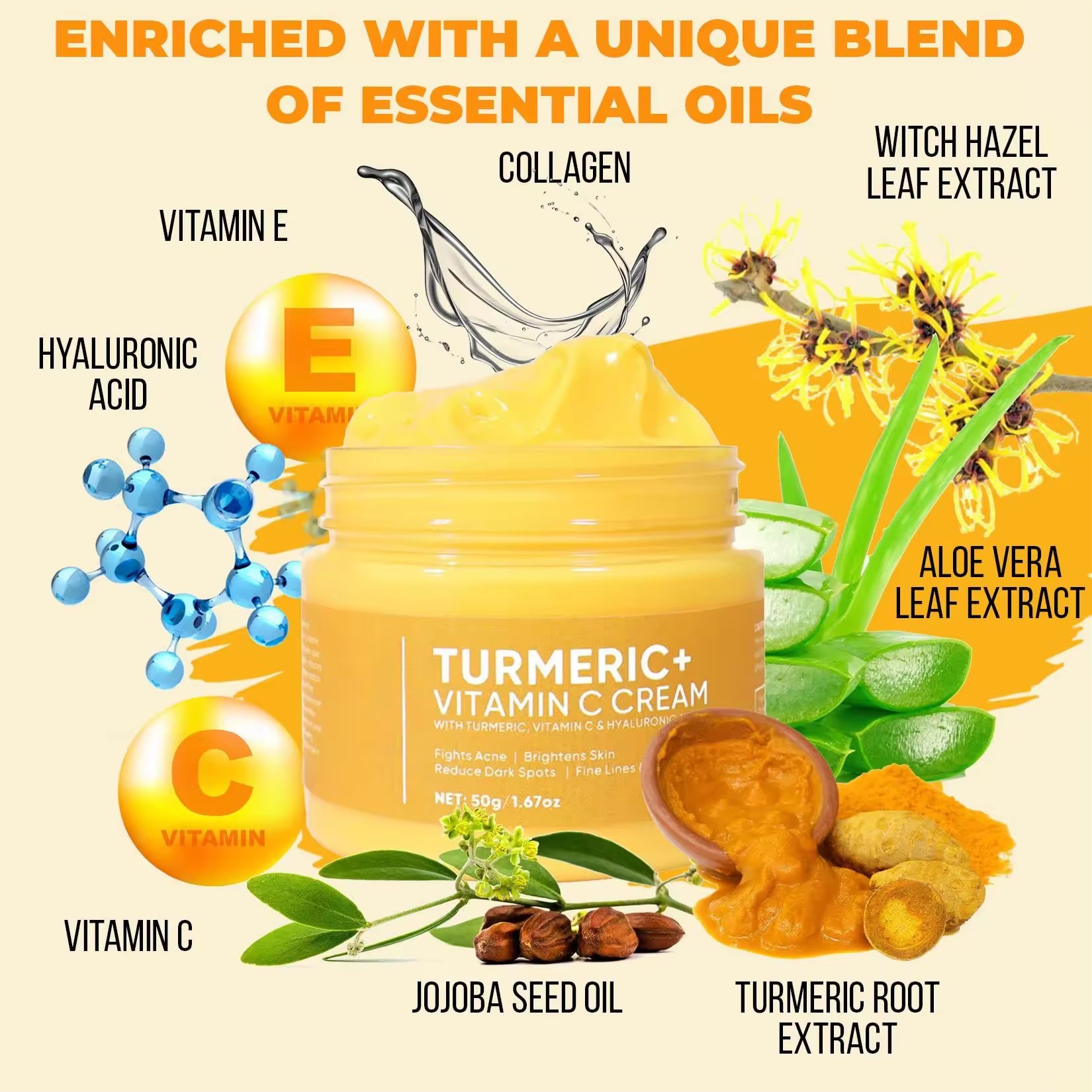 Wholesales Dark Spot Corrector Remover Anti Aging Pigmentation Brightening Whitening Lightening Moisturizer Turmeric Face Cream