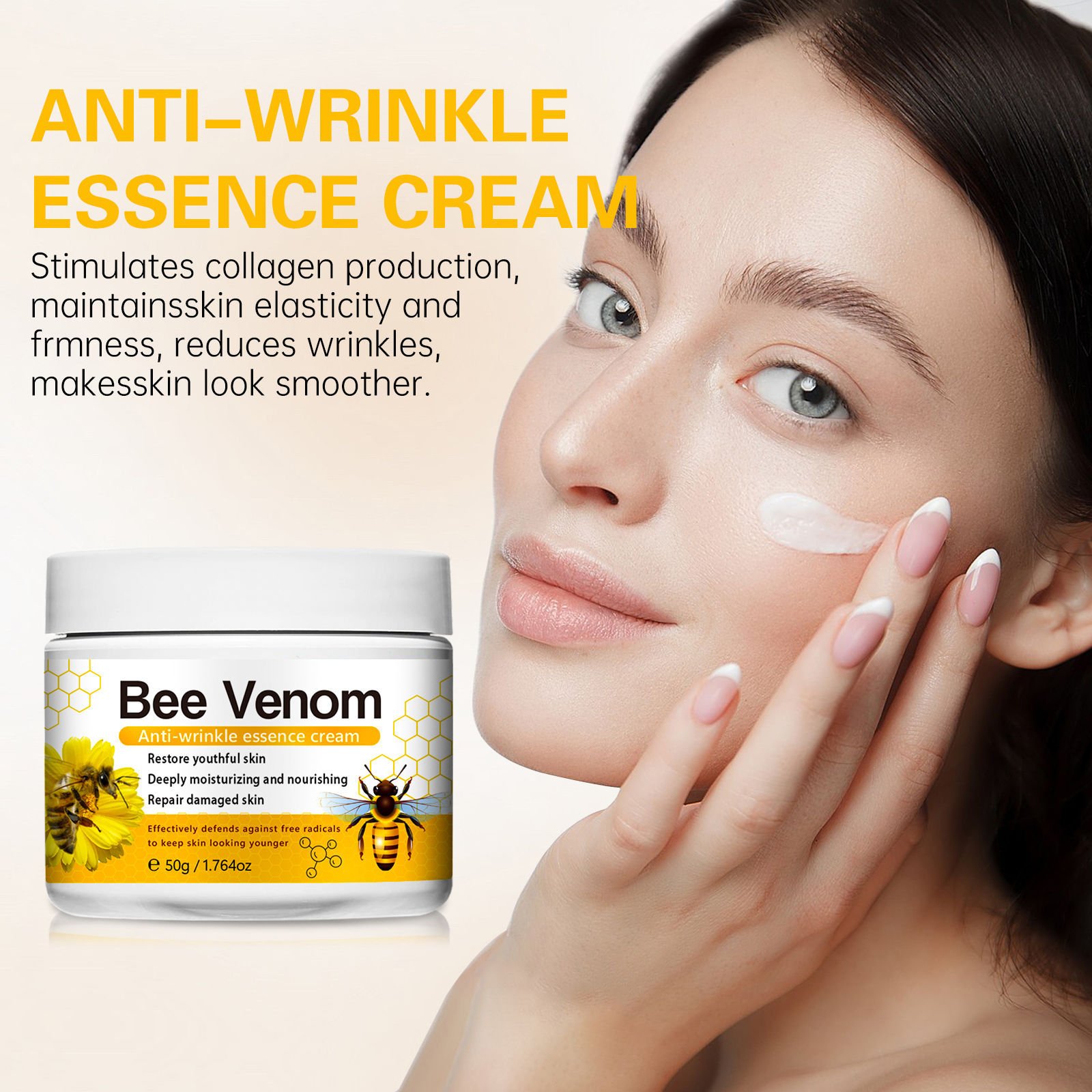 Oem Bee Venom Anti-Wrinkle Cream Anti-Wrinkle Hydrating Light Lines Brightening Wholesale Facial Anti-Wrinkle Cream 50G