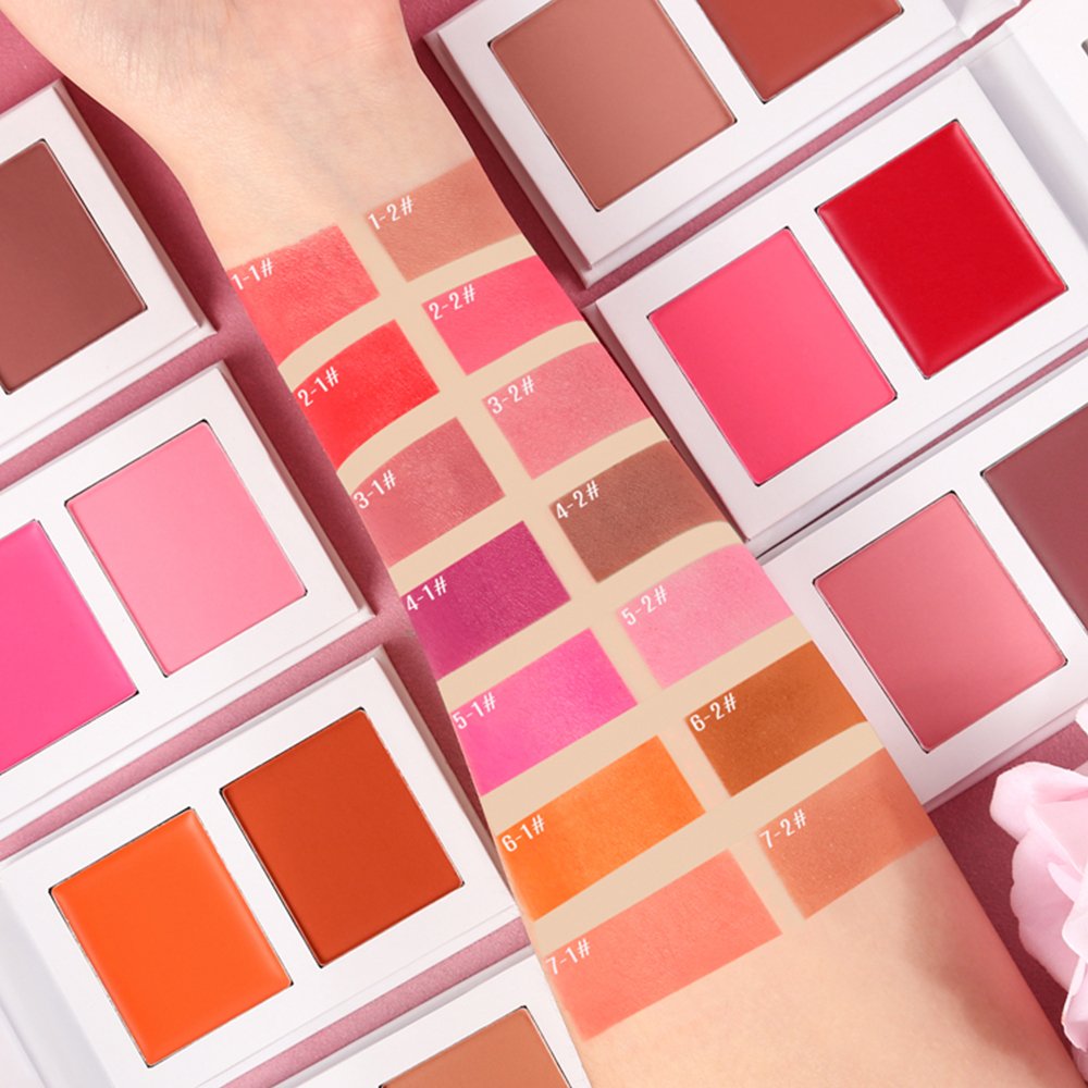 HOT SALE Glow 2 in 1 Blusher Makeup Powder Cream Blush 7 Colors Highlighter Blush Contour Palette