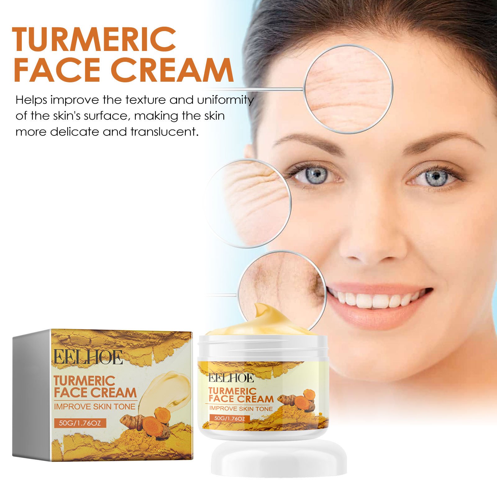 Wholesale EELHOE Skin Care Moisturizing Anti Aging Brightening Natural Herbal Turmeric Face Cream