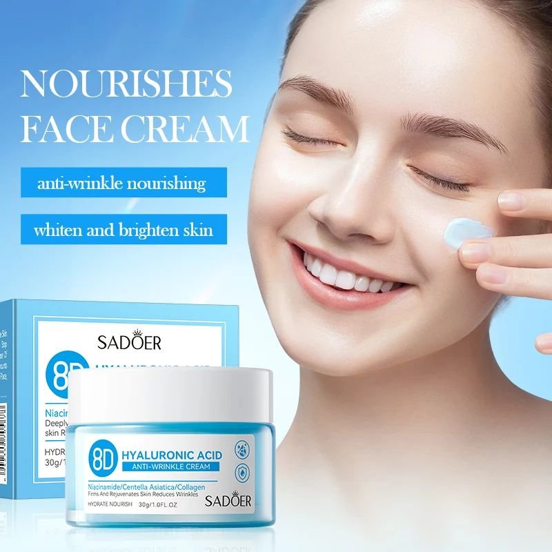 SADOER Cosmetics Anti-Wrinkle Cream Private Label Organic Skin Care 8D Hyaluronic Acid Hydrating Beauty Face Cream Products