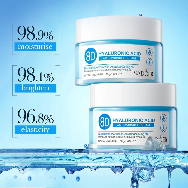 SADOER Cosmetics Anti-Wrinkle Cream Private Label Organic Skin Care 8D Hyaluronic Acid Hydrating Beauty Face Cream Products