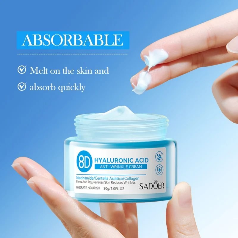 SADOER Cosmetics Anti-Wrinkle Cream Private Label Organic Skin Care 8D Hyaluronic Acid Hydrating Beauty Face Cream Products