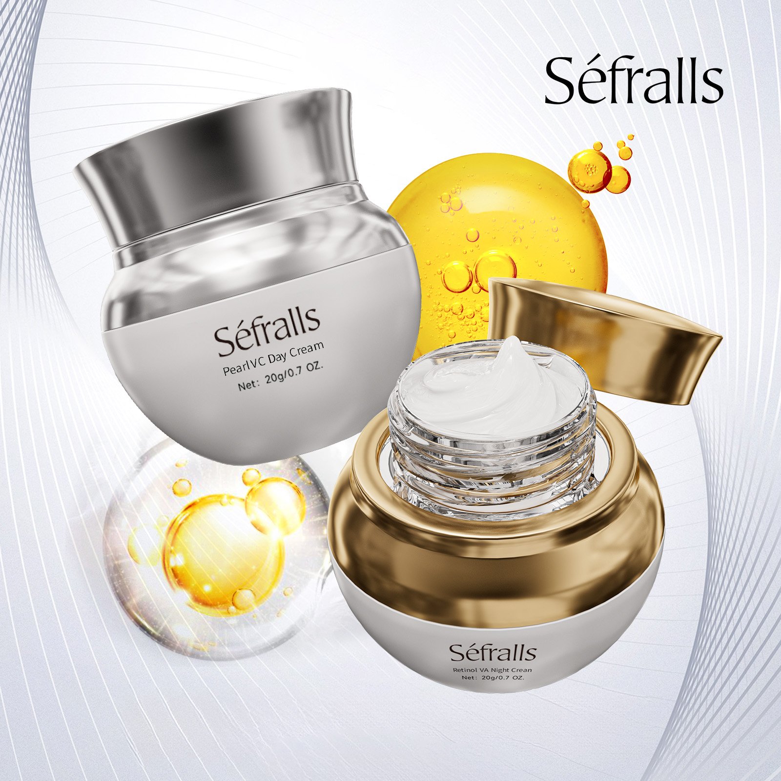 OEM ODM VC+VA Face Cream Set Day Night Combination Facial Firming Skin Care Brightening Retional Morning Evening Moisturizing