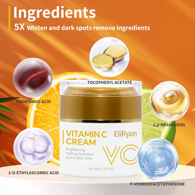 H-Quality OEM Label Moisturizing Facial Lotion Dark Spot Wrinkle Product Brightening Anti Aging VC Vitamin Face Cream For Women