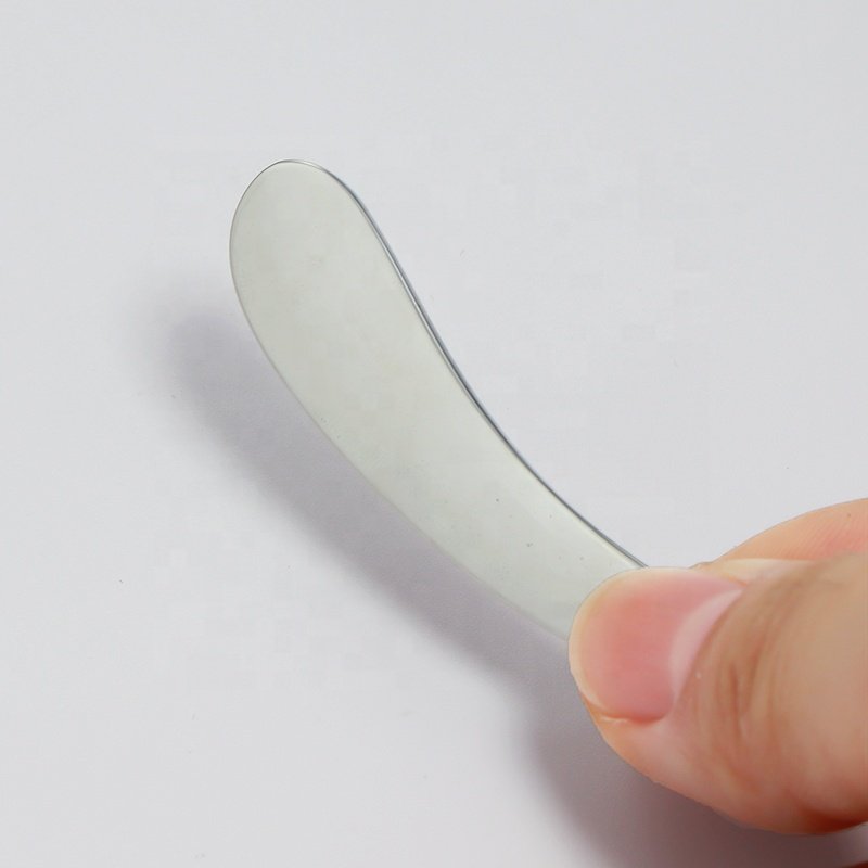 Private label Mini Face Cream Mixing Makeup Spatula tiny Metal Moon Cosmetic Spatula