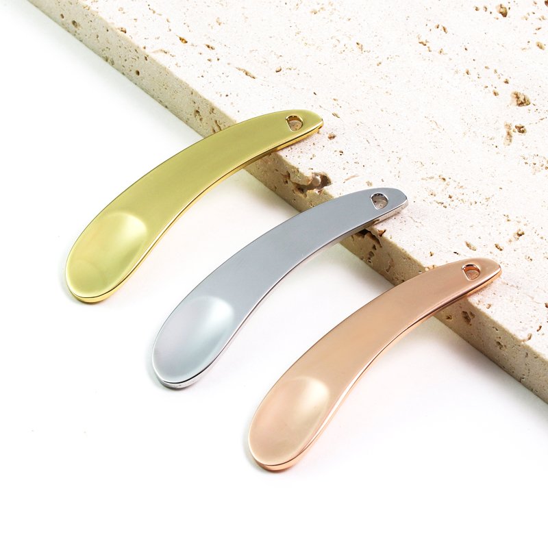 Private label Mini Face Cream Mixing Makeup Spatula tiny Metal Moon Cosmetic Spatula