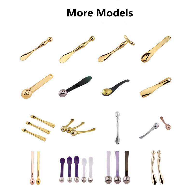 Private Label Eye Cream Mixing Scoop Face Lifting Facial Cream Gold Rose Gold Mini Makeup Cosmetic Spatula Metal Eye Roller