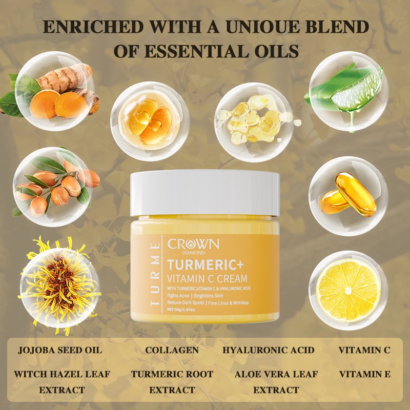 Private Label Natural Organic Facial Whitening Moisturizing Anti Aging Pigmentation Dark Spot Removal Turmeric Face Cream