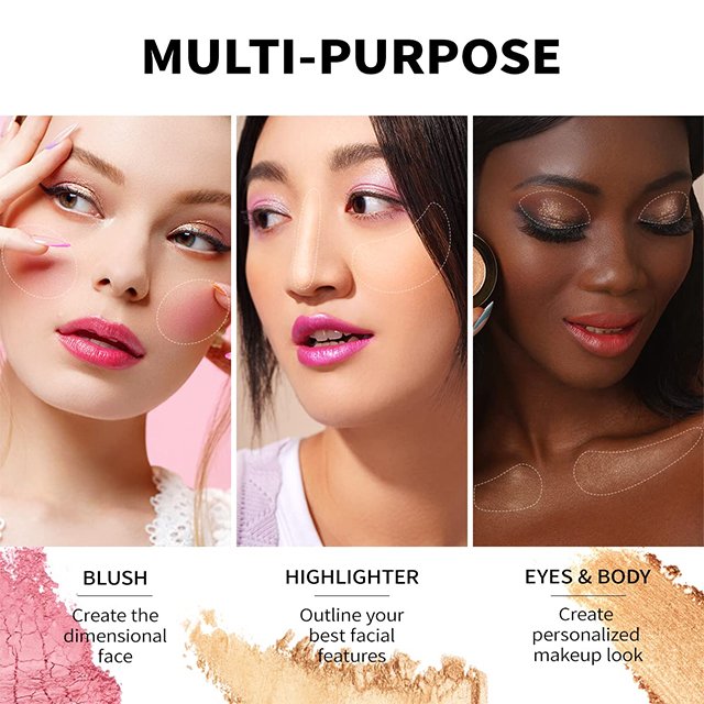Luminous Blush Makeup Glow Warm Tone |Cream Blush,Highlighter| Eyeshadow High Pigmented&Blendable | Shape & Highlight Face|