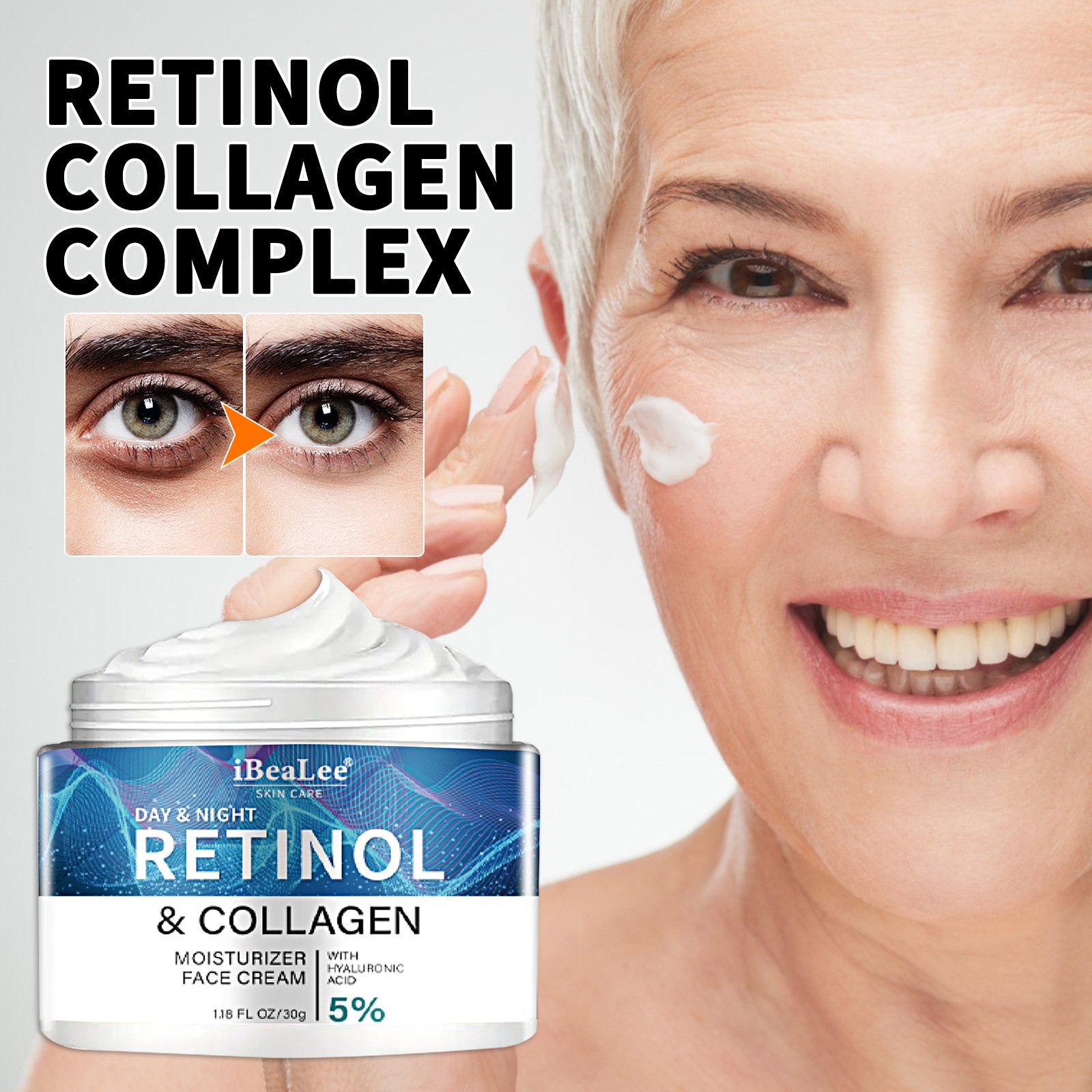 Private Label iBeaLee Retinol Collagen Cream With Hyaluronic Acid Anti Wrinkle Lightening Moisturizing Facial Cream
