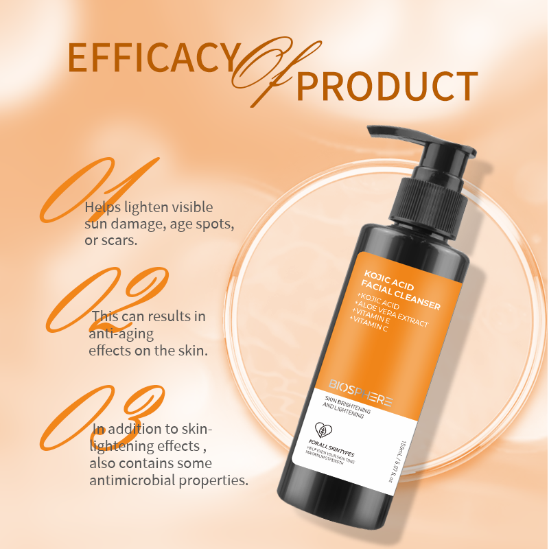 Hot Selling Anti Oxidant Facial Cleanser Gel Rich Foam Organic Vitamin C Whitening Kojic Acid Face Wash For All Skin Types