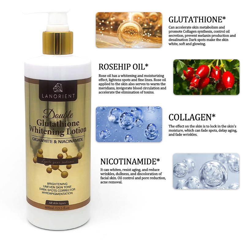 Private Label Skin Care Set Double L-Glutathione Whitening Serum Dark Spot Face Cream Black Skin Soap Bleaching Body Lotion