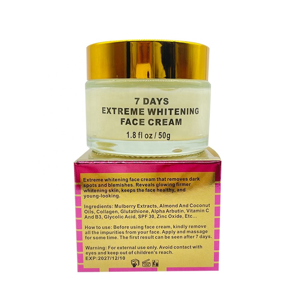 Private Label Effective Glutathion Arbutin Treat Dark Spots Acne Freckles Skin Lightening 7 Days Super Whitening Face Cream