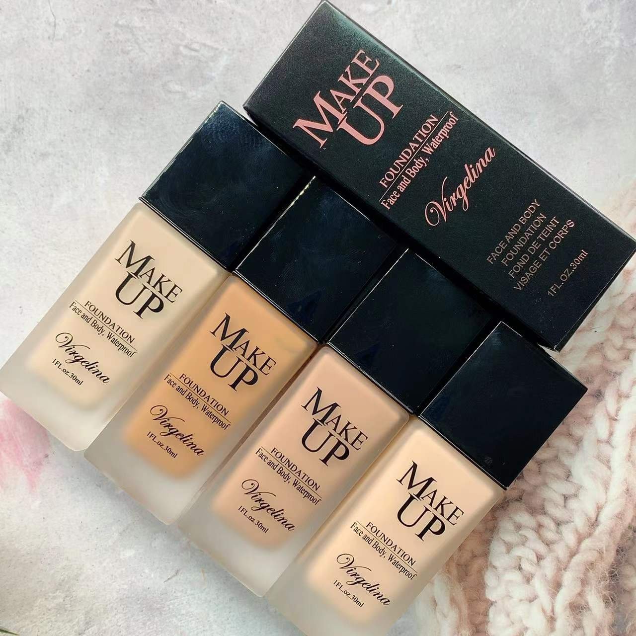 Custom Logo 16 Color Private Label Organic Makeup Foundation for Dark Skin Luxury Liquid Foundation Cream Waterproof