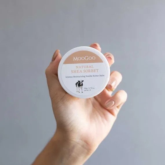 MooGoo Shea Sorbet Vanilla Butter Balm 50g Face Cream & Lotion Intense Moisturising Vanilla Butter Balm for dry skin and areas