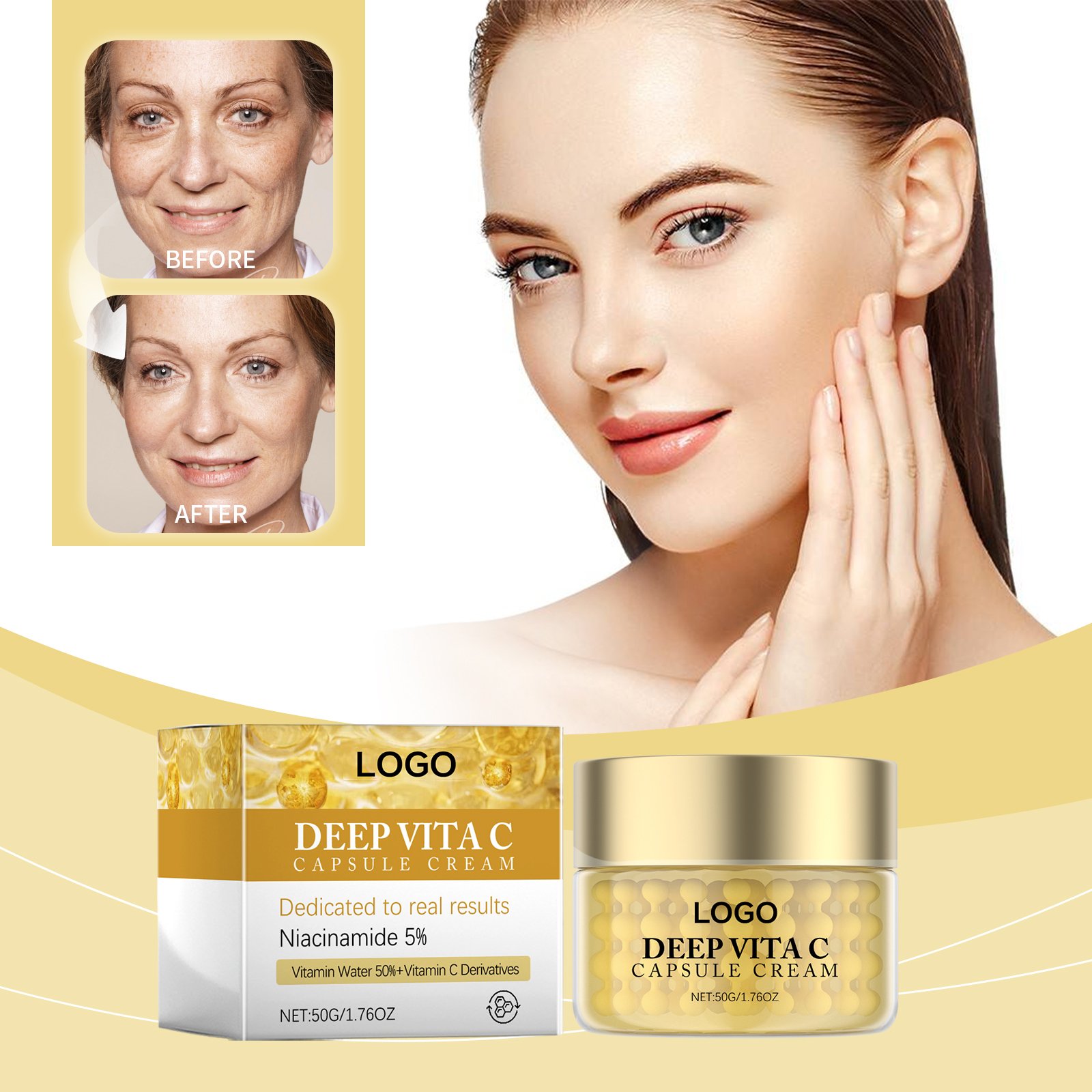 Anti-wrinkle Lift Brightening Skin Care Hyaluronic Acid Vitamin C Collagen Facial Discoloration Correcting whitening face cream