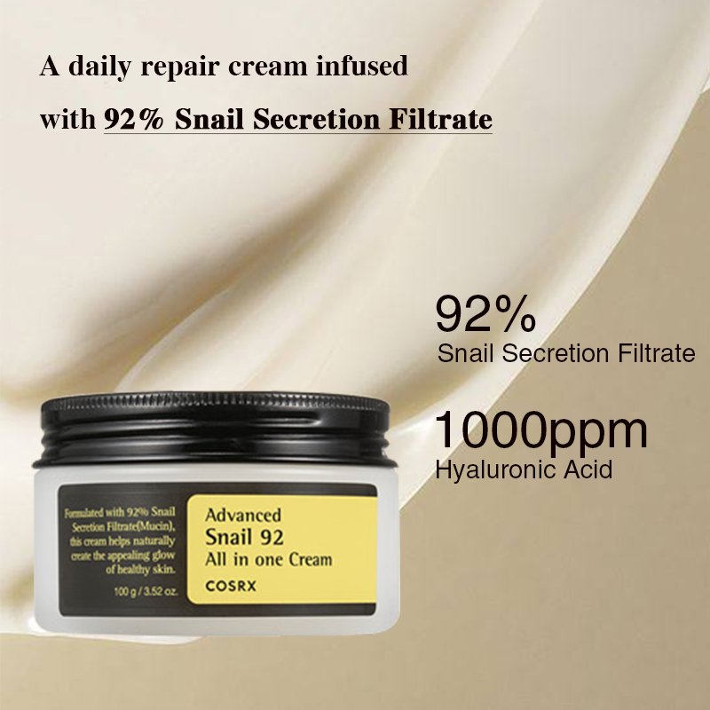 Best Selling Korea Custom Adavanced Snail 92 All In One Cream Repairing Whitening Moisturizing Firming Collagen Face Cream