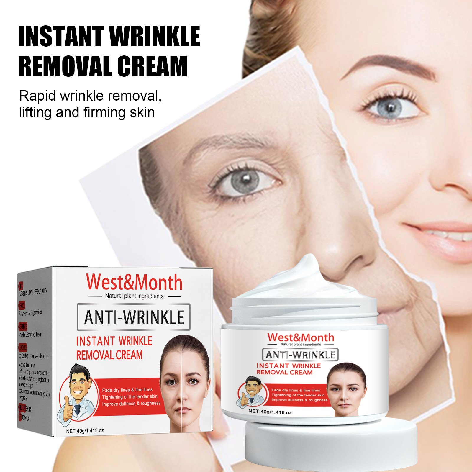Hot West&Month Firming Lifting Fine Lines Repairing Brightening Whitening Instant Anti wrinkle face cream