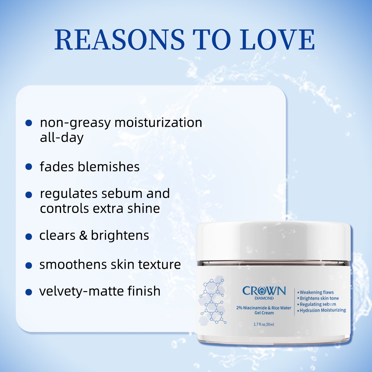 Custom Logo Natural 2% Niacinamide Removal Pigment Dark Spot Brightening Moisturizer Repair Whitening Rice Water Face Gel Cream