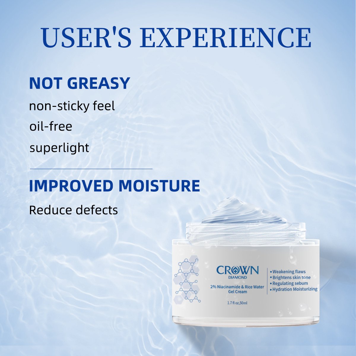 Custom Logo Natural 2% Niacinamide Removal Pigment Dark Spot Brightening Moisturizer Repair Whitening Rice Water Face Gel Cream