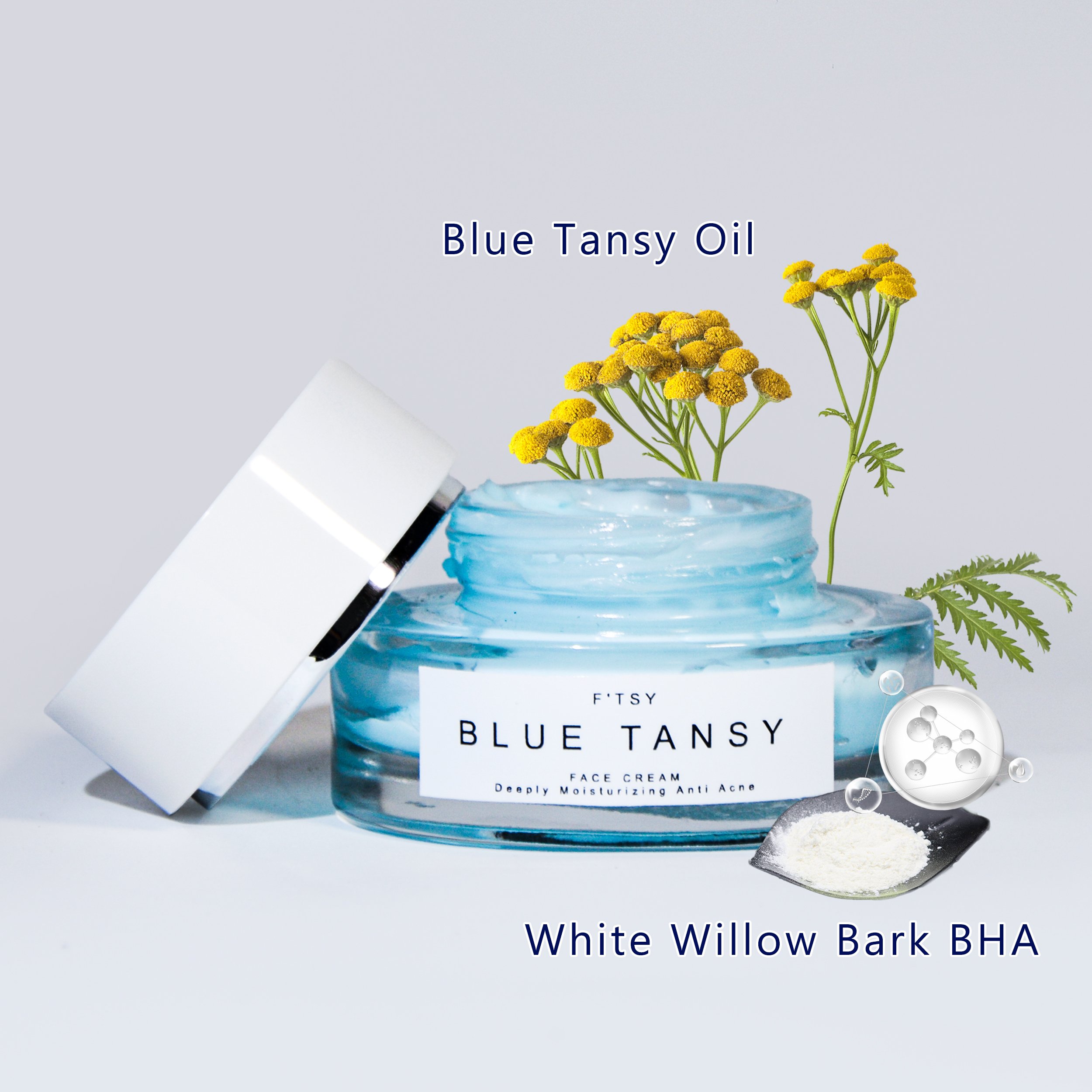 Custom Logo Manufacturer Acne Treatment Skin Care Calming Moisturizing Repairing Reduce Redness Renew Blue Tansy Face Cream