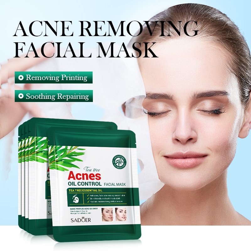 OEM ODM SADOER Natural Tea Tree Extract Acne Treatment Face Care Oil Control Toner Face Cream Serum Facial Mask Face Care Set