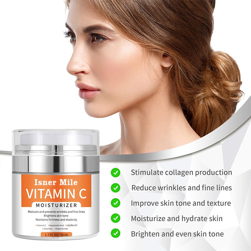 Natural Organic Vegan Vitamin C Face Moisturizer Facial Cream Anti-Wrinkle Moisturizing Lotion