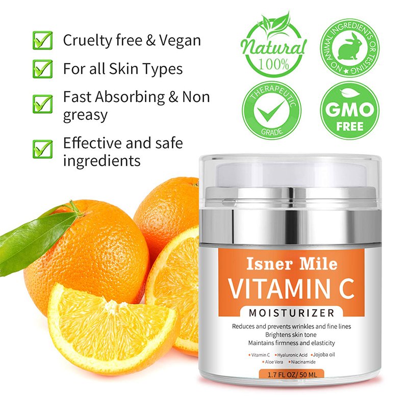 Natural Organic Vegan Vitamin C Face Moisturizer Facial Cream Anti-Wrinkle Moisturizing Lotion